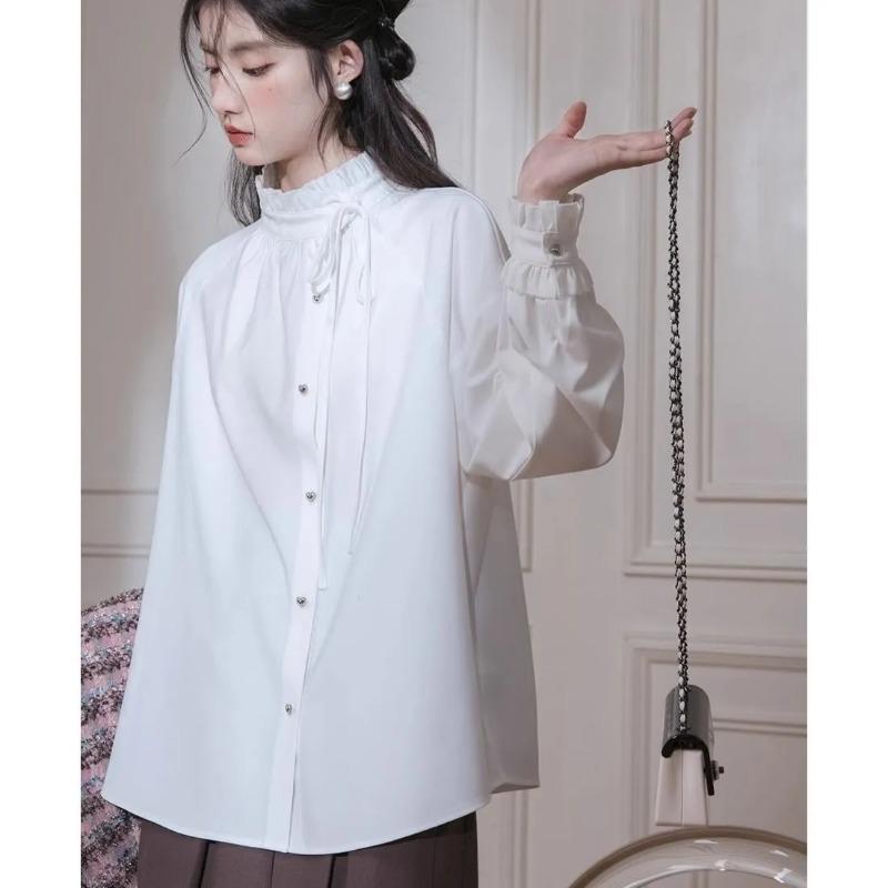 Women s Elegant Striped Tweed Jacket Ruffle High Neck Blouse Set Loose Fit Commute Fashion Outfit S бежевый