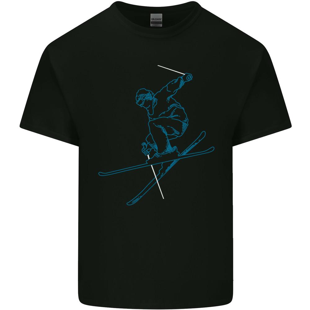 Skier Blue Outline Skiing Ski Mens Light Cotton T-Shirt Unisex T-Shirt XXXXL