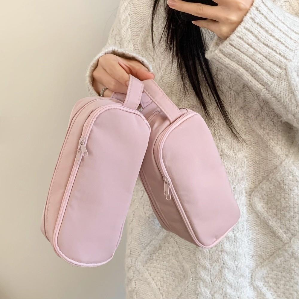 Desktop Storage Korean Pink Stationery Bag Large Capacity Solid Color Pencil Pouch  School
