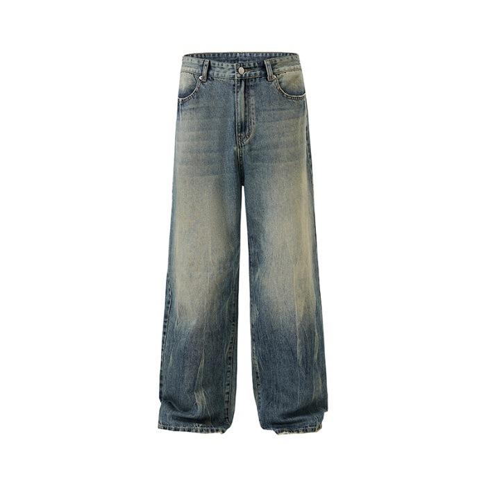 

Новые весенне-осенние джинсы цвета ледяной синевы с обезьяной, американские, мужские, прямые, свободные 3XL