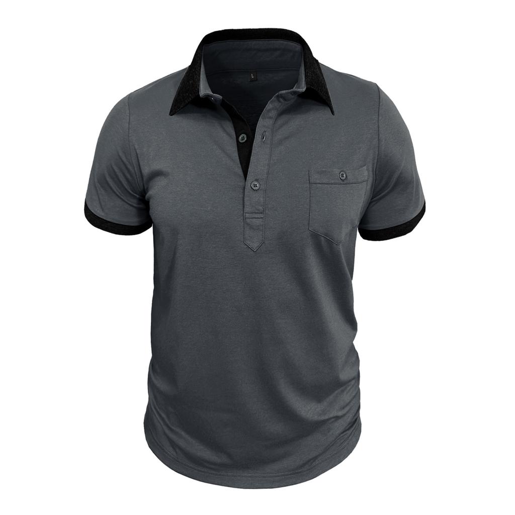 Men's Short Sleeve Polo Shirt Color Block Collar Button Up T-Shirt Daily Streetwear Business Casual Polos