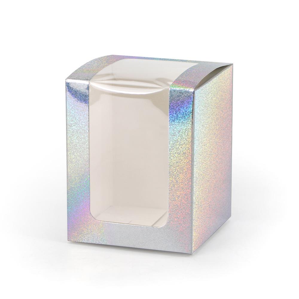 WTEMPO 10PCS Transparent Window Laser Paper Boxes Small Mug Glass Cups Aromatherapy Model Packaging Boxes, Perfect for Birthday Wedding Gift Boxes