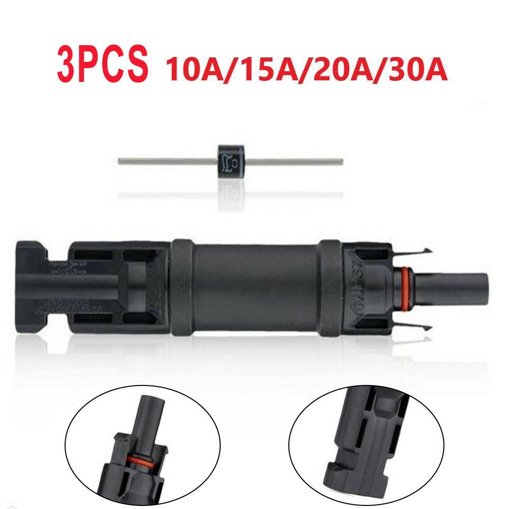 

3PCS Solar Panel Cable Blocking Diode Waterproof Connector Compatible 15A