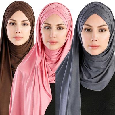 New Women Jersey Scarf Soft Plain Cotton Instant Hijab Shawls And Wraps Foulard Femme Muslim Hijabs Ready To Wear Headscarf