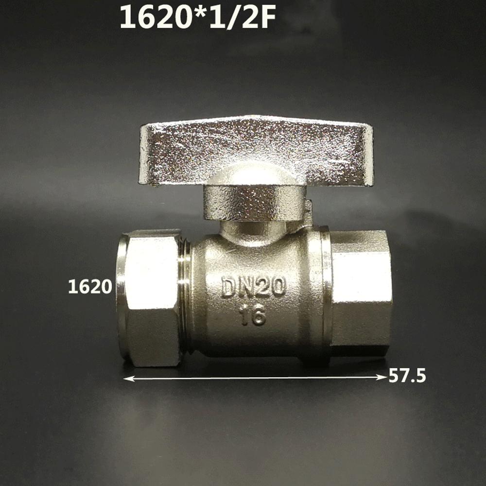 Brass Nickelage DN15 DN20 Male/Female Thread Ball Valve 1216/1418/1620/2025/2632 Pex Pipe Fitting Aluminum Plastic Pipe Fittings