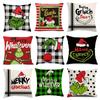 Green-haired Monster Pillow Cover Linen Christmas Pillow Cover Living Room Sofa Lumbar Cushion Cover