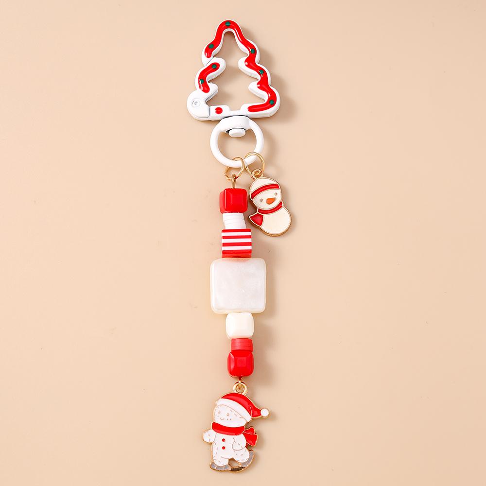 Fashion Christmas Keychain Women Girls Snowman Elk Key Ring Pendants for Handbag Decor DIY Key Chain New Year Gifts