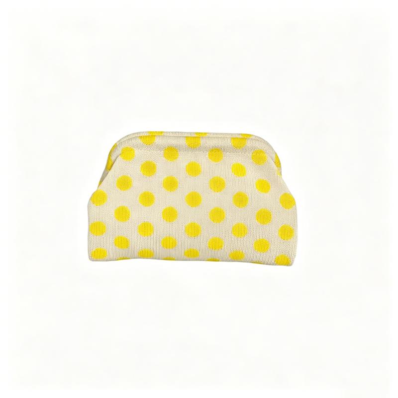 European And American Retro Polka Dot Makeup Bag, Knitted Color-Blocking Large Capacity Portable Cosmetic Pouch