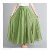 Long A-line Skirt In Cotton and Linen with Elastic Waist In Pure Color for Summer and Autumn