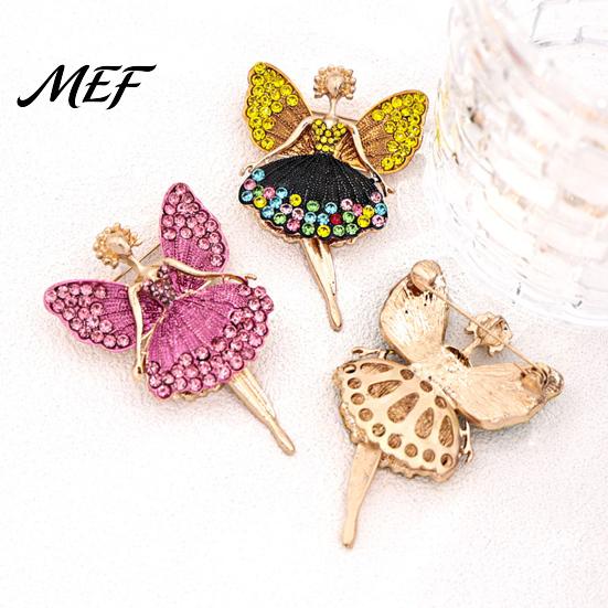Alloy Lapel Pin Sparkling Rhinstone Ballet Fairy Brooch, Winged Dancer Girl Metal Bag Pin, Women Jewelry Accessories for Suit Dress Coat Scarf