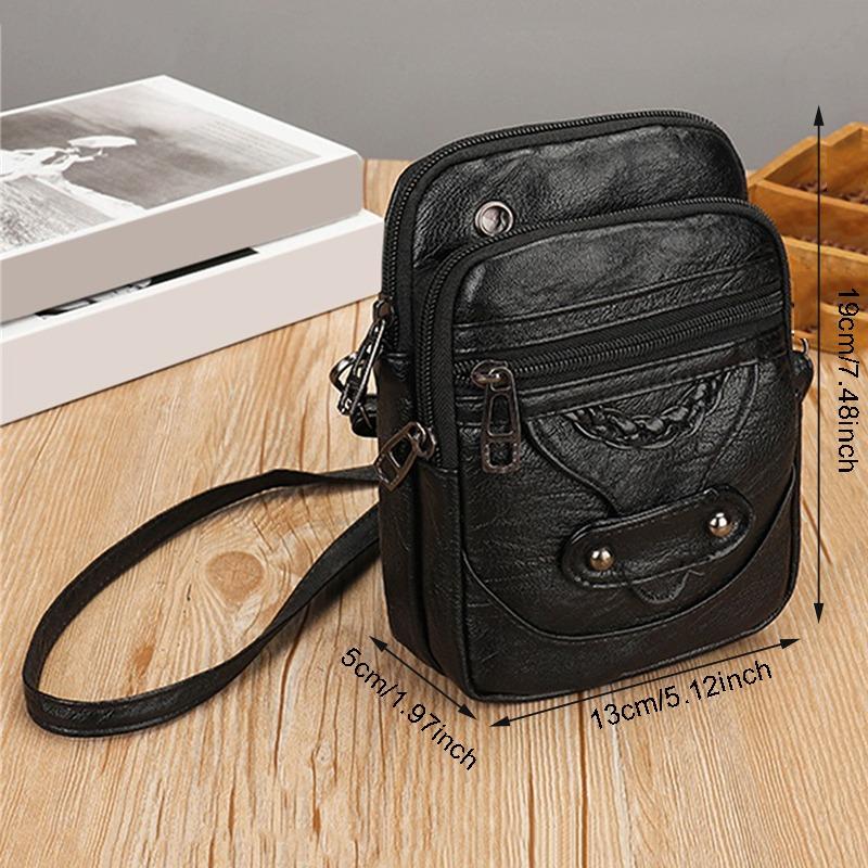 Fashion Vintage Messenger Bag for Women Small PU Leather Shoulder Crossbody Purse Handbag