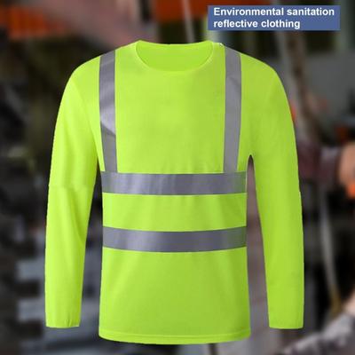 Camiseta de segurança refletiva 360 graus zonas refletivas alta visibilidade secagem rápida mangas compridas top de trabalhador de construção ao ar livre para corrida no turno da noite