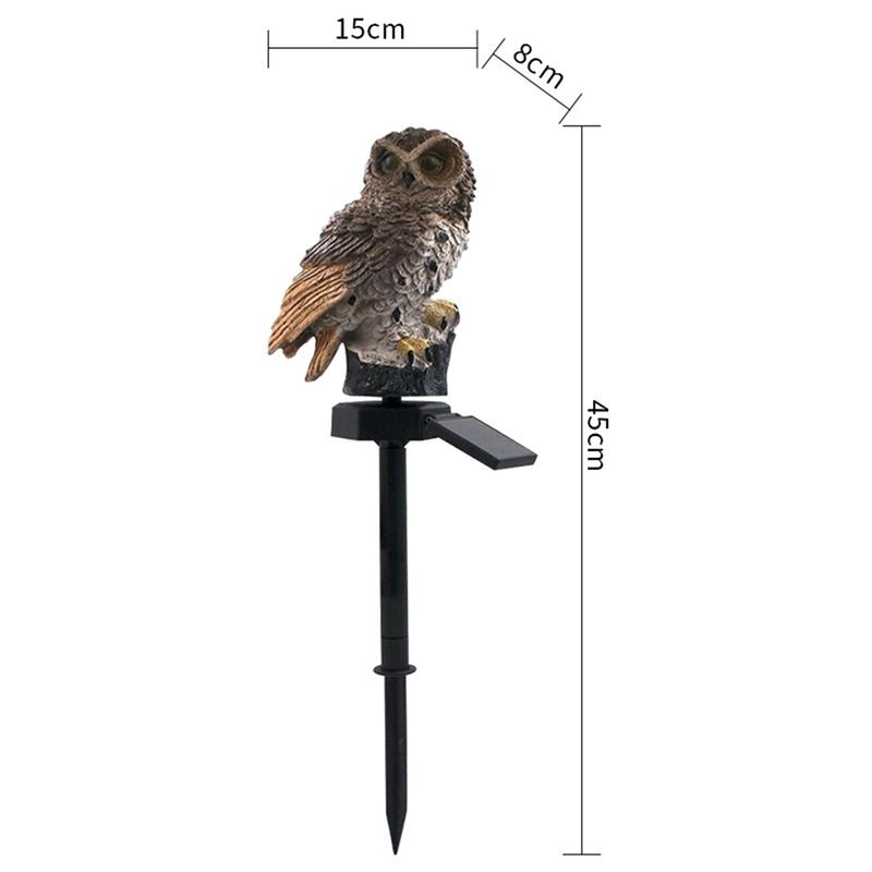Outdoor Lamp LED Solar Waterproof Owl Figurine Garden Decoration for Backyard Patio