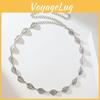 Woman Leaf Texture Metal Waist Chain With Hook Closure For Spring Summer Fashion Accessory