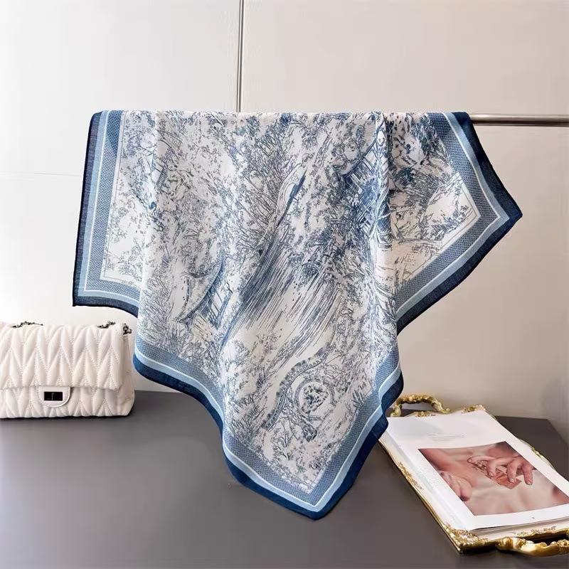 Simulation silk flower printing silk scarf square scarf high-end shawl sunscreen neck scarf headscarf scarf