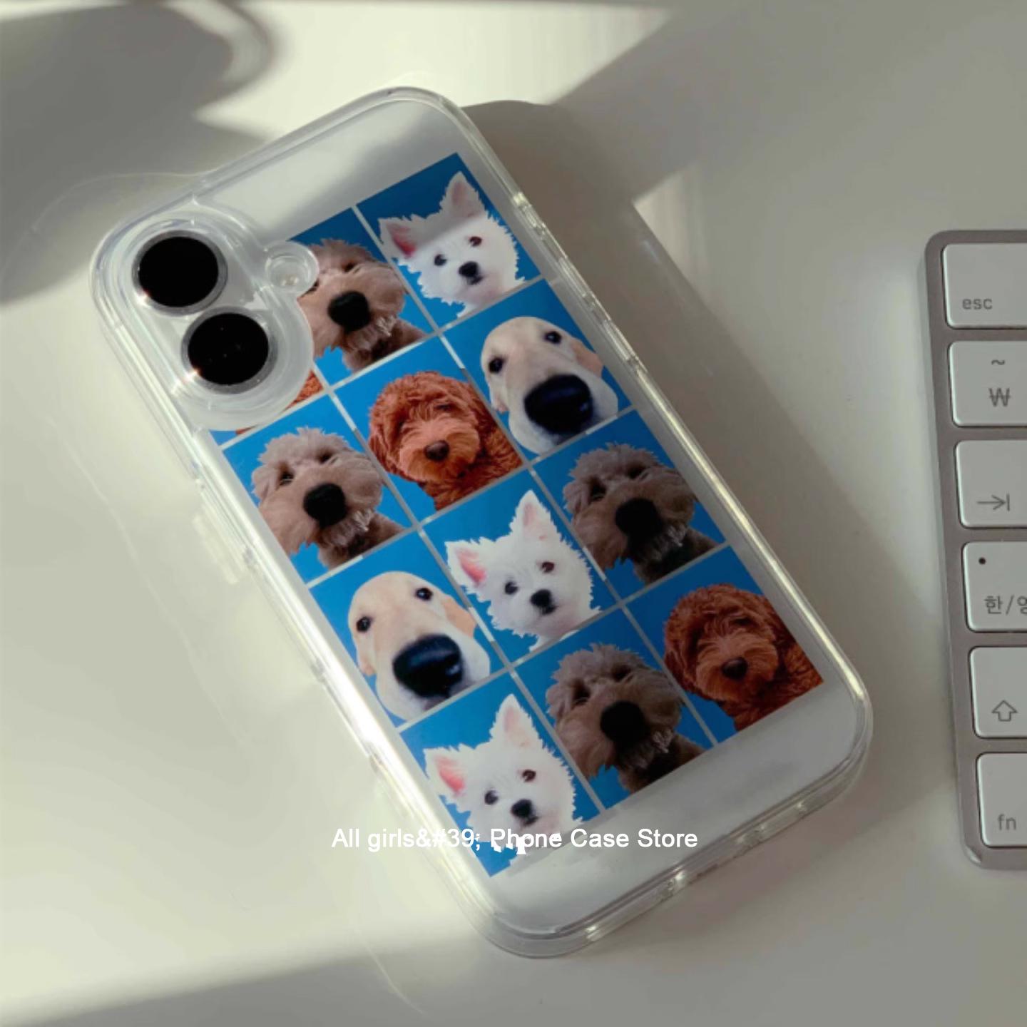 

Korean Cute Cake Puppy Photo INS Couple Phone Case For iPhone 16 15 14 13 12 11 Mini Pro Max X XR XSMax 7 8 Plus Soft Back Cover iPhone 12 mini