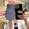 Luxury Wrist Strap Love Heart Stand Plating Camera Lens Protect Bumper Phone Case For iPhone 17 Air 16 15 14 Plus 13 12 11 Pro Max SE Girls Cute Cover
