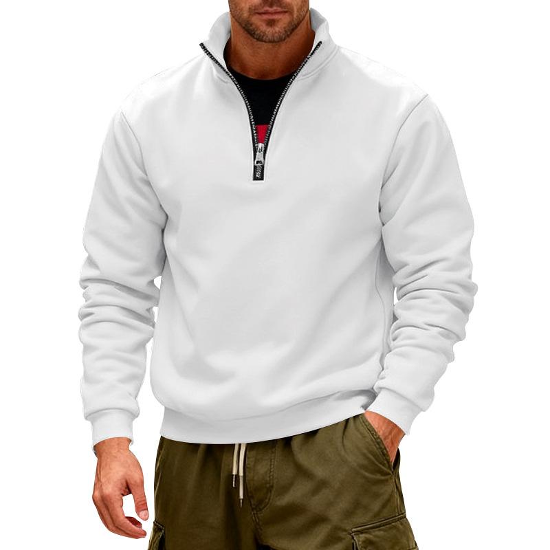 Mens Winter Warm Fleece Loose Half Zip Stand Collar Pullover Sports Sweatshirt