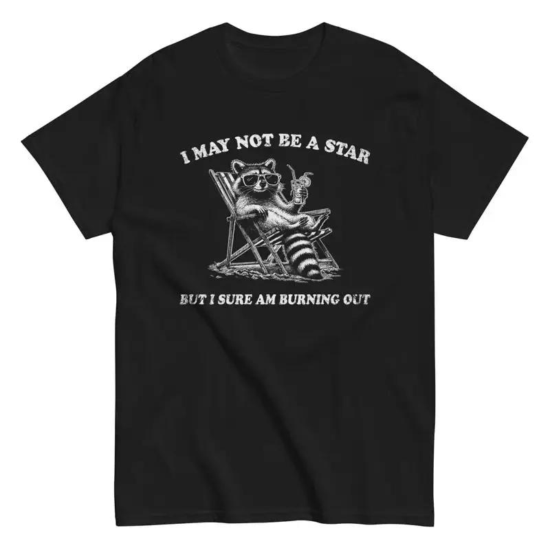 Raccoon Summer Holiday Cotton T Shirt Funny Meme Burning Out