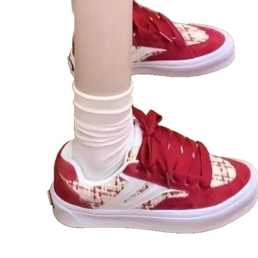 Korean Version 2025 New Xiaoxiangfeng Skateboard Bread Shoes Women's Ins Niche Low-top Versatile Color Matching Casual Board Shoes