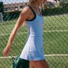 Womens Color Block Tennis Dress With Built-in Bra Anti-chafe Backless Golf Workout