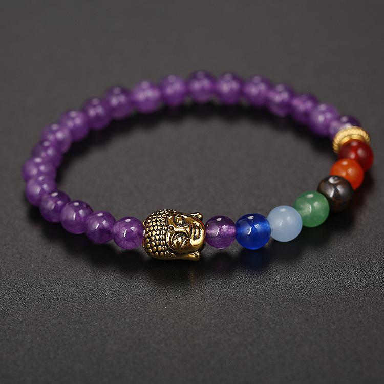 6Mm Natural Stone Green Dongling Agate Buddha Head Bracelet Jade