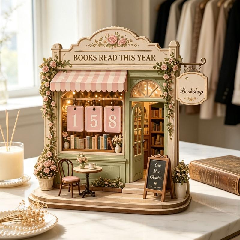 Books Read This Year Counter Plaque Wooden Reading Trackers Decors Number Tab Display Sign for Home Desks, Study Shelves, Library Shelves, and Book