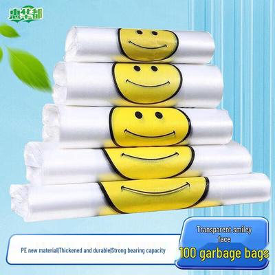 HUIHUADU Transparent Smiley Face Thickened Plastic Shopping Bags