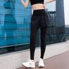 Damen Hoch Elastische Two-in-One Sport-Leggings mit Tasche für Yoga und Laufen