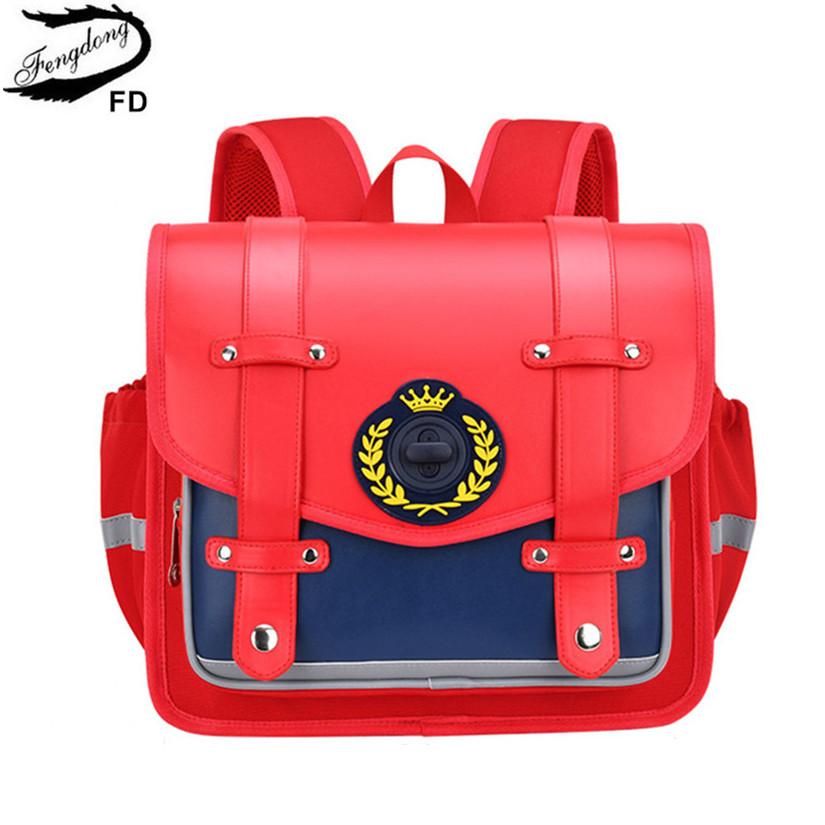 

Fengdong начальная школа ребенок кожаный школьный рюкзак Японский или топедический школьный набор девочка PU кожа школьные сумки для детей книжный мешок