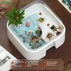 Transparent Turtle Tank Home Desktop Decoration Turtle Box With Sun Platform Simple Reptile Habitat