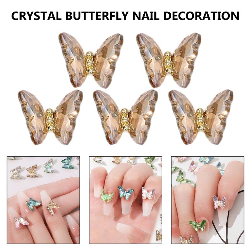 1Bag 3D Nail Charms Butterfly Shaped Nail Rhinestones for Women Elegant DIY Nails Art Decoration Accessories