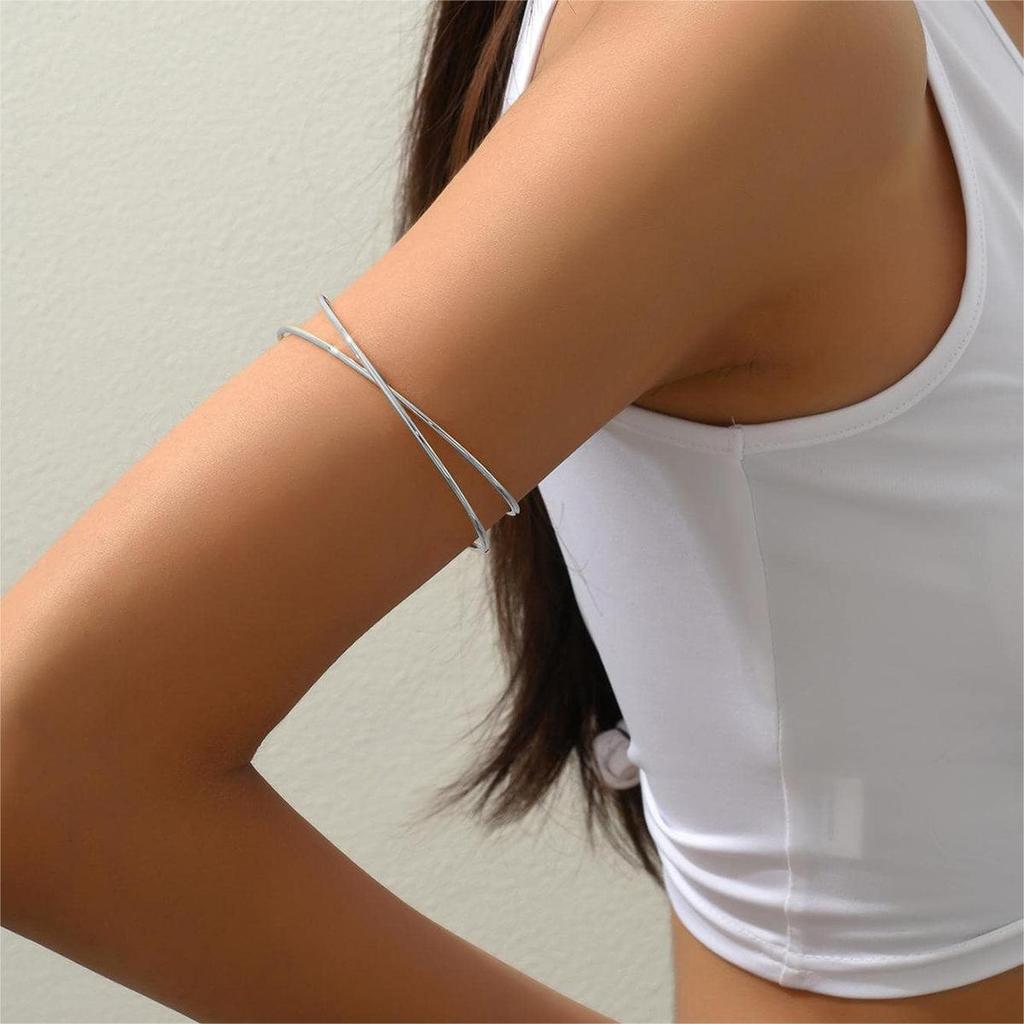 Simple Water Drop Open Upper Arm Bracelet Fashion Smooth Metal Arm Bracelet Women's Aesthetic Vintage Irregular Jewelry
