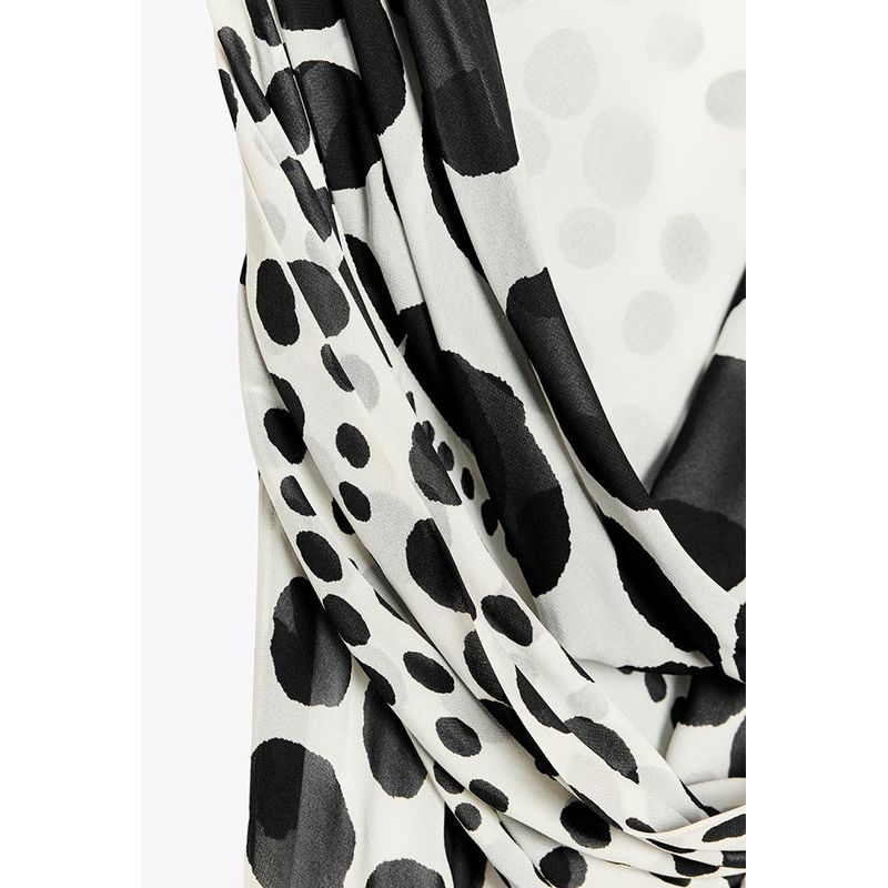 Summer New Product Women's Clothes Ruched Decorative Viscose Blended Boat Neck Polka Dot Sleeveless Length Dress 3579562