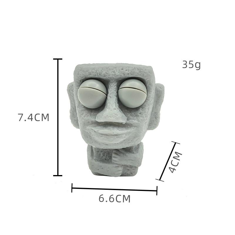Creative Squeeze Stone Man Stress Toy Soft Rebound Moai Statue Funny Eyes Expression Relaxing Gift for Children Adults
