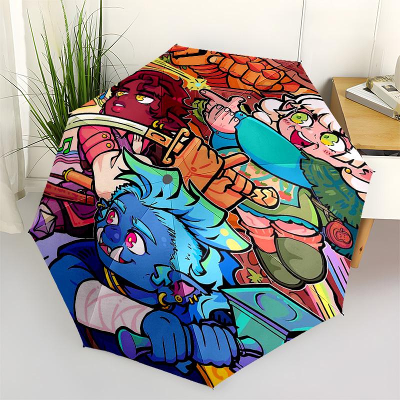 

1pc Outdoor Umbrella with Fantasy Characters - Automatic Opening/Closing, Portable 3-Fold Design, 8-Bone Iron Frame, Perfect Gift for Fans, Trave
