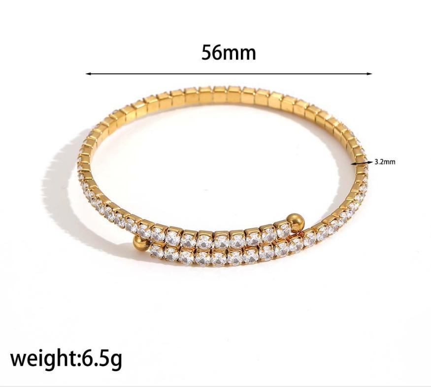 Diamond studded Stainless Steel Bracelet for Women, Personalized, Fashionable, High-end, Full Diamond Zircon Bracelet 3 золотой