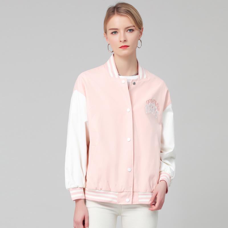 

Весенне-осенняя бейсбольная куртка женская милая куртка в университетской расцветке молодежная куртка с буквенным принтом L-150-80kg