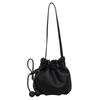2026 New Drawstring Bucket Bag for Women Soft Leather Crossbody Bag with Ball Charm Mini Shoulder Handbag for Daily Shopping
