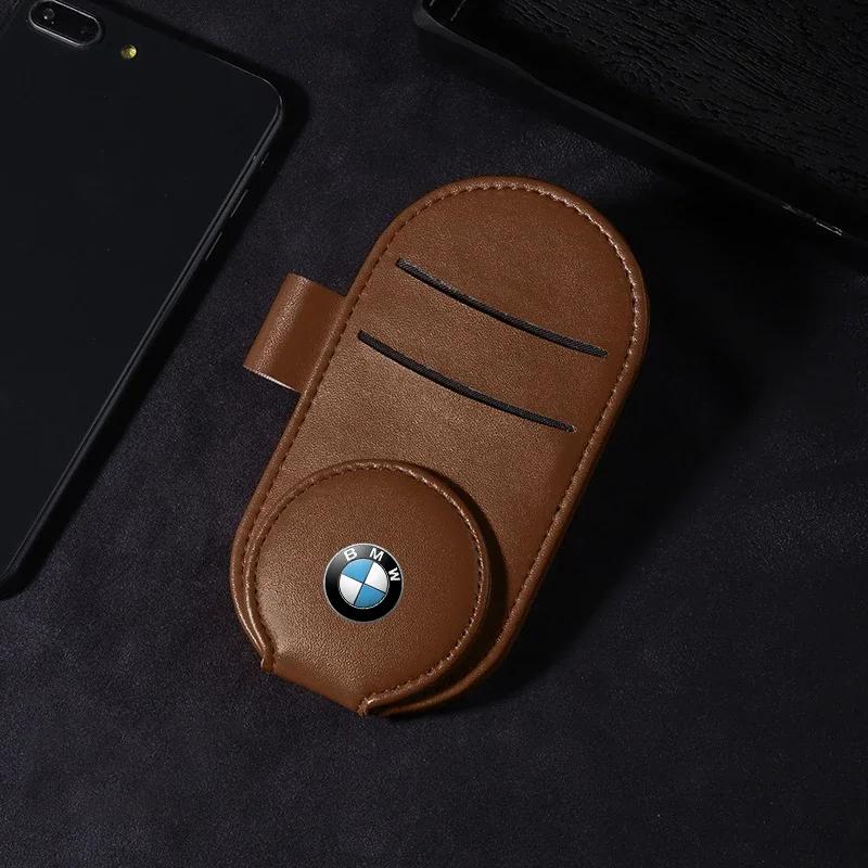 Skórzany Klips na Okulary Samochodowe Osłona Przeciwsłoneczna Wielofunkcyjny Klips na Okulary Przeciwsłoneczne Car Styling Dla BMW M Performance M3 M5 M6 F20 F10 F13 F15 F16