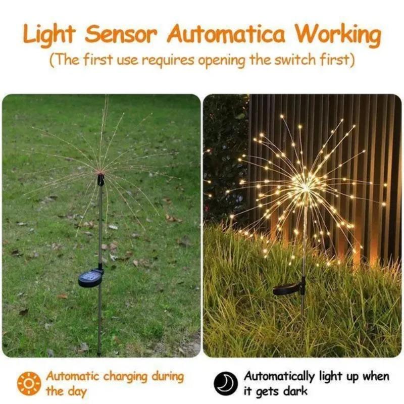2PCS Led Solar Firework Lights Outdoor DIY String Lights Festival Landscape Garden Decoration Waterproof Lawn Light 1 / 2 PCS
