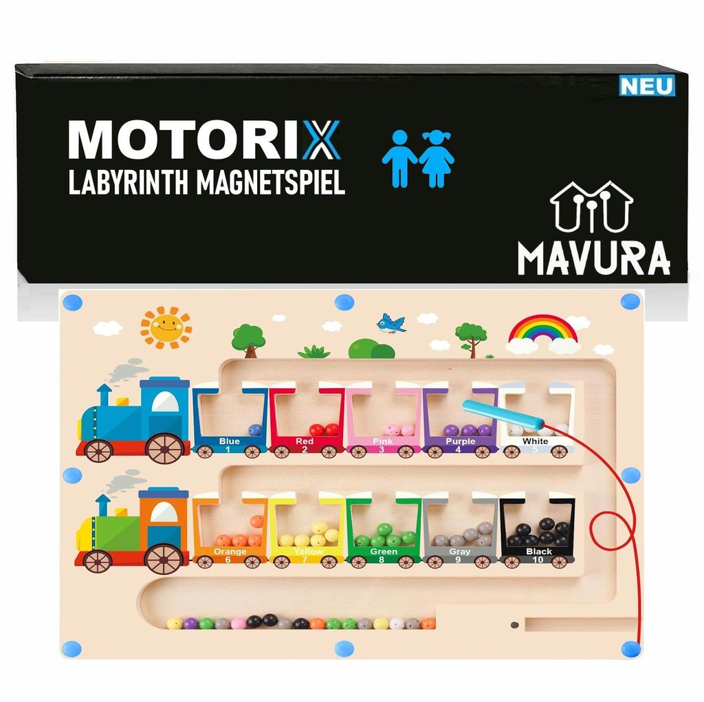 MOTORIX Magnetic Number Labyrinth Toy Educational Toy Made of Wood