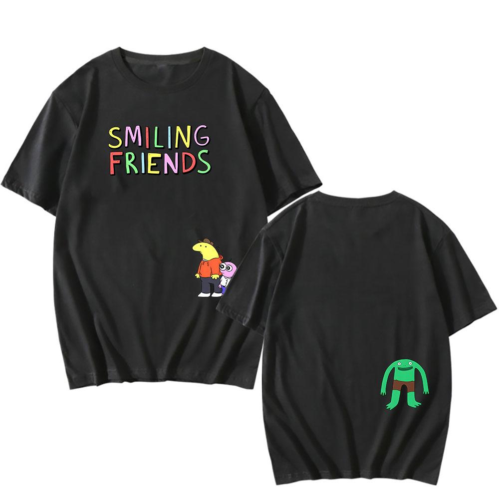 Smiling Friends Manga Koszulka Graficzna Bawełniana Krótki Rękaw Luźne Koszulki Unisex Streetwear Codzienna Dekolt Okrągły Modna Koszulka