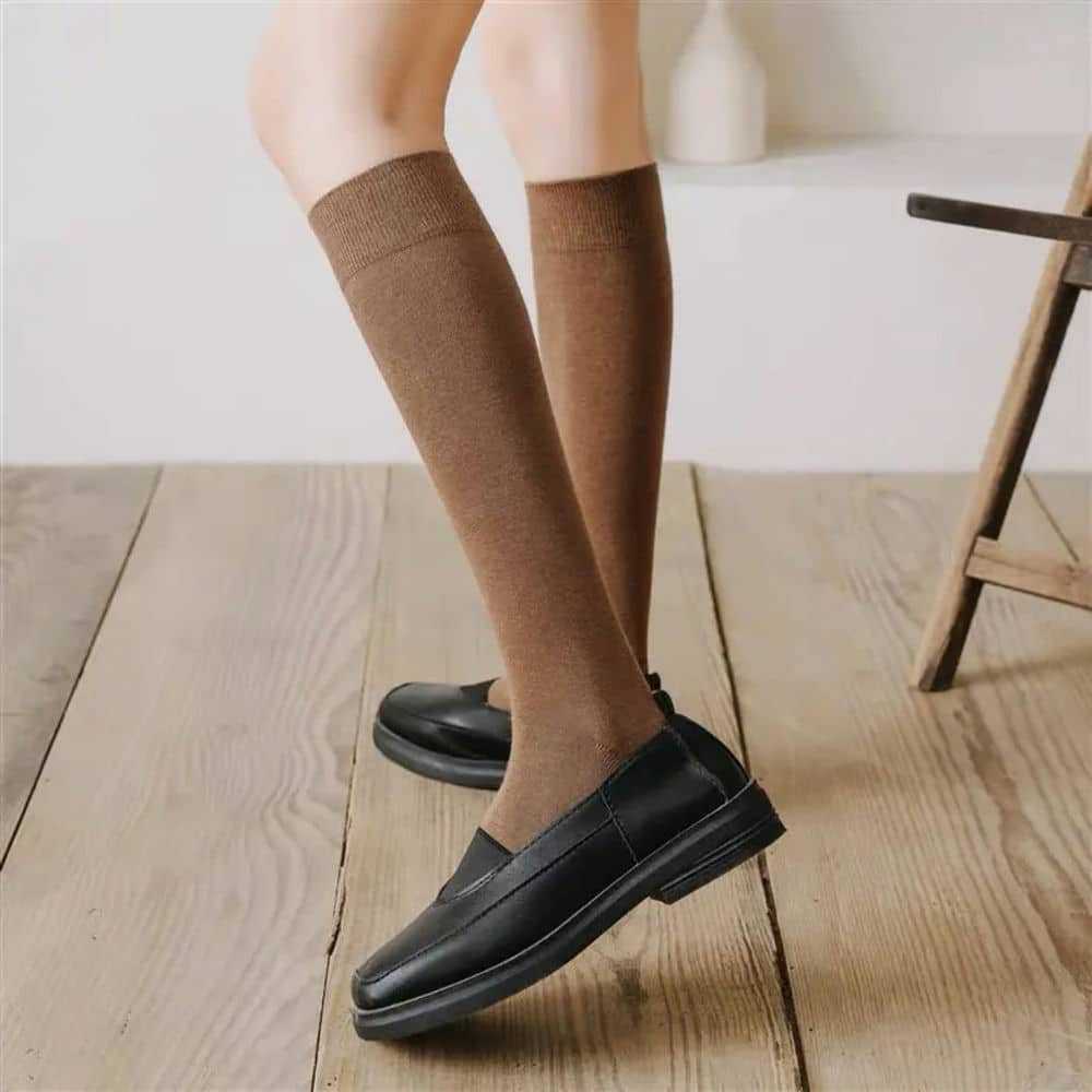 Socks Women'S Japanese College Style Jk Calf Socks Retro Stockings Solid Color Pressure Socks