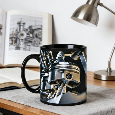 3D-Motor-Print-Tasse Keramik-Kaffeetasse Spülmaschinen- und Mikrowellengeeignet Werkstatt-Trinkgeschirr Einzigartiges Geschenk für Autoenthusiasten Mechaniker