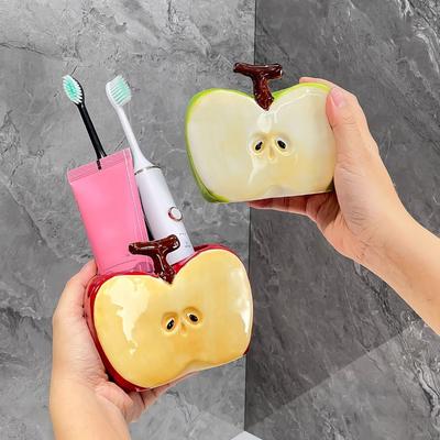 Creative Ceramic Toothbrush Holder Waterproof Non Slip Toothpaste Storage Rack Space-Saving Gift Makeup Brush Storage