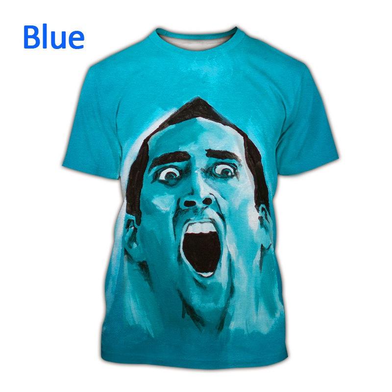 Attore Pop Nicolas Cage T-shirt Stampata 3D Divertente Tendenza Girocollo Manica Corta Top Moda Estiva Personalità Maschile Tendenza Streetwear