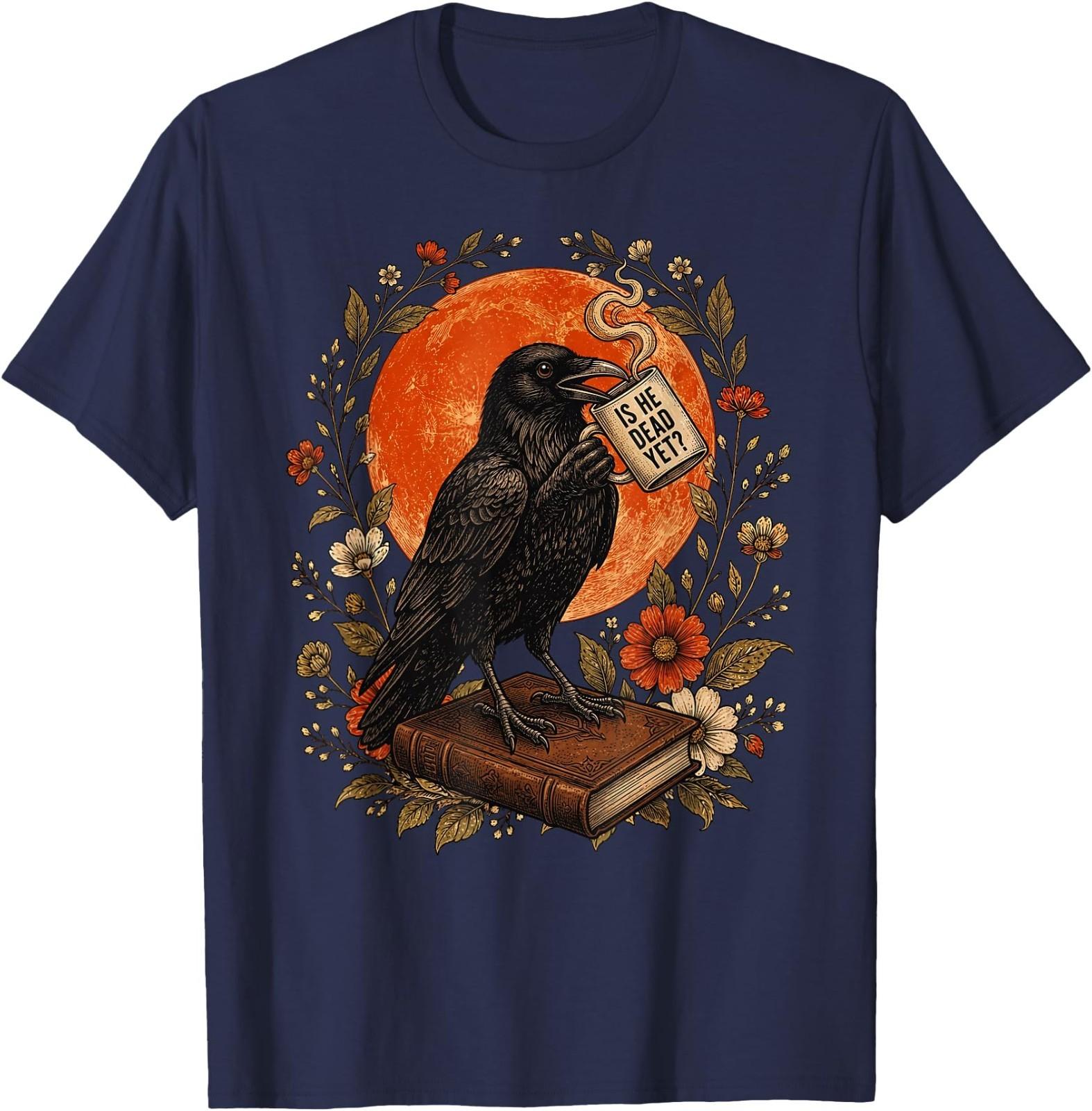 is He Vintage Dead Yet Dark Crow Raven Bird Humor Gothic T-Shirt S разноцветный