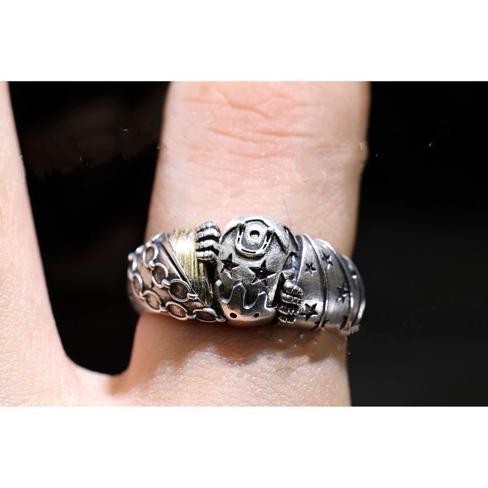 Anime JOJO Steel Ball Run Jonathan Joestar Tusk Cosplay Ring Vintage Gothic Adjustable Silver Ring Jewelry Accessory