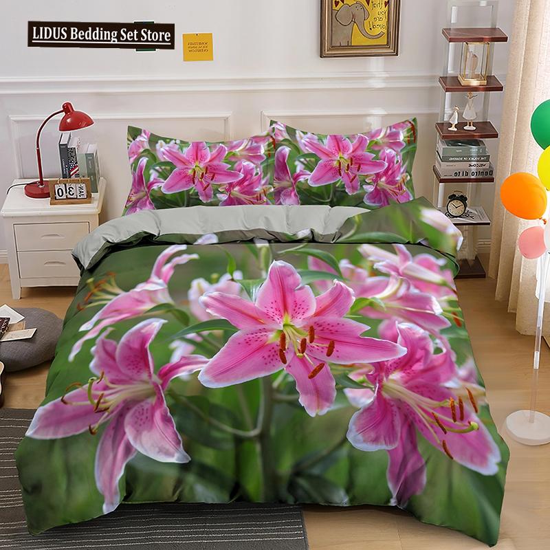 3D Flowers Bedding Set Twin Full King Queen Size Comforter Set For Kids Girl Bedroom Decoration Polyester Duvet Cover Set King